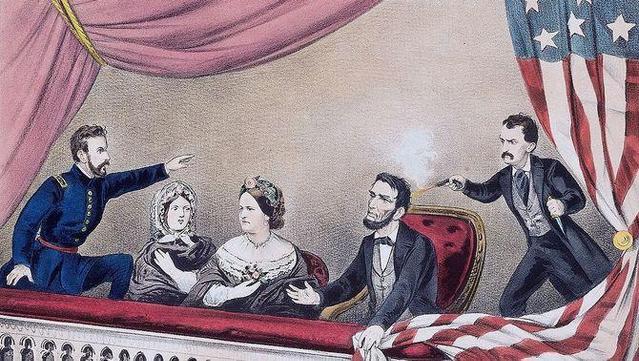 Un gravat que il·lustra l'atemptat contra el president Abraham Lincoln al teatre (Wikimedia)