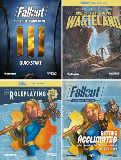 Collage of the covers of four rulebooks for the 