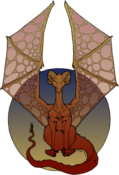 Illustration of a dragon. By Fluffgar 2024. 