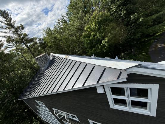 view of the standing seam roof section from above.