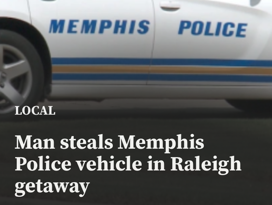 Man steals Memphis Police vehicle in Raleigh getaway
