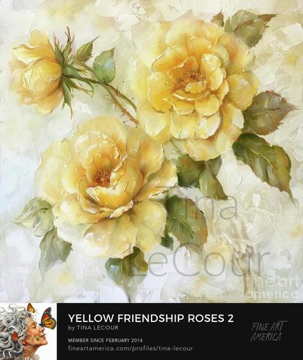 This is part two of some artwork of some pretty yellow friendship roses against a white textured background.