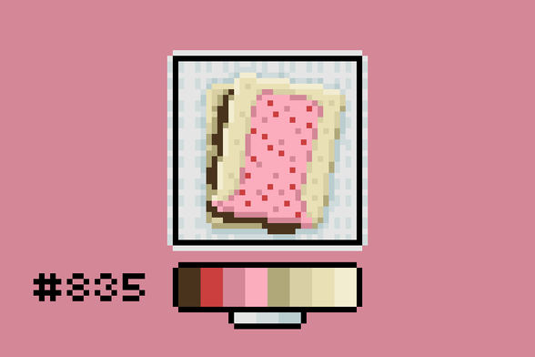 Pixel art of two pop-tarts with Nutella spread between them, sitting on a paper towel
