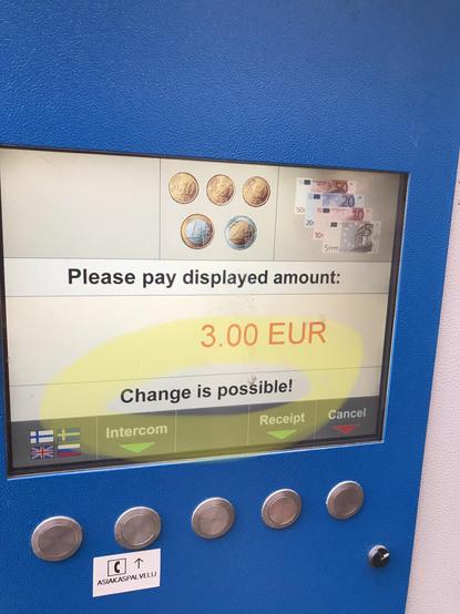 Display of a parking meter in -iirc- Siilinjarvi, Finland: change is possible!