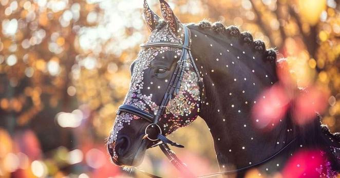 Dressage horse with sequins