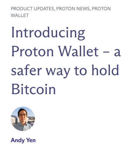 Introducing Proton Wallet - a safer way to hold Bitcoin