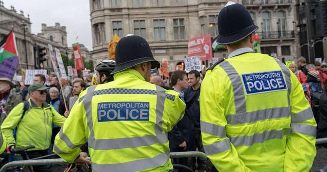 London police watching a protest