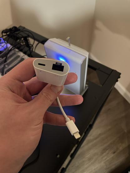 an adapter from RJ-45 Ethernet to Lightning