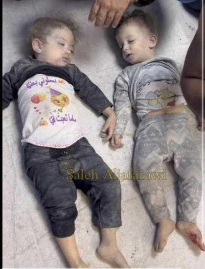 Two babies side by side deceased by Israel genocide 
