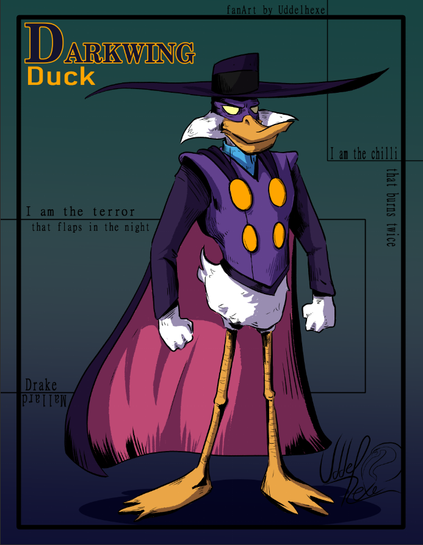 Finished digital Illustration of Darkwing Duck in his Reboot Form out of the Ducktales show from 2017. Color scheme is same, he is just a bid more edgy and buff. 