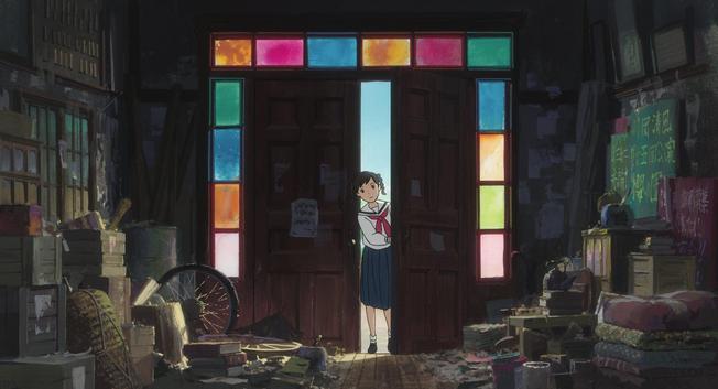 Umi opens a multicolored door. From 