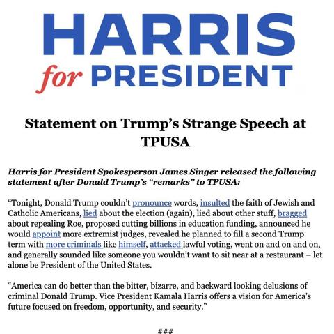 Statement on Trump's Strange Speech at TRUSA