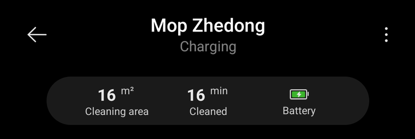 A screenshot from my Xiaomi Home app with the status bar of a robot vacuum and Mop called 