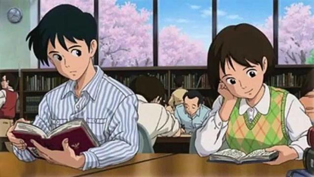 Seiji and Shizuku in a library. From 