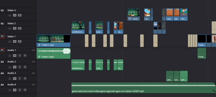 **TL;DR:** The image shows the video editing timeline of a trailer for the game 