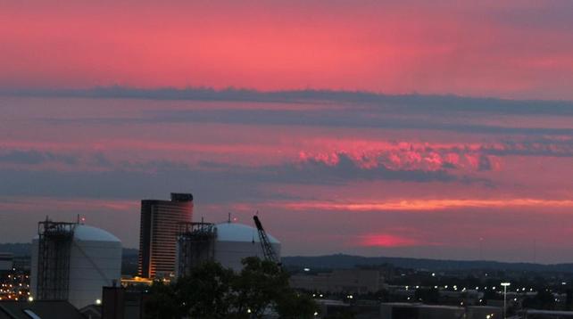 Sunset seen from Chelsea, view includes Encore casino, by Chelsea Scanner