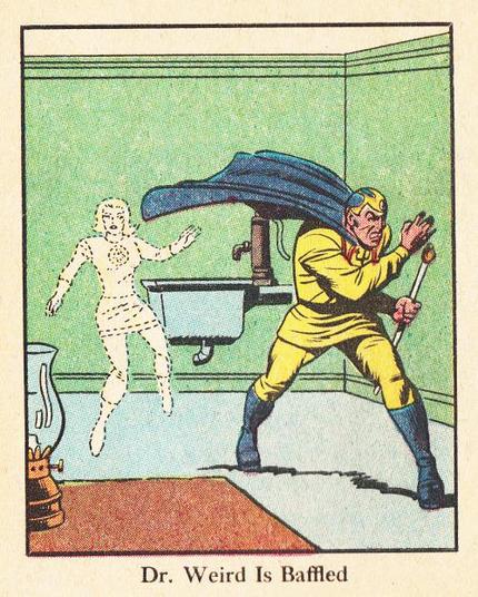 Old comic book panel from The Fantastic Four in the House of Horrors, 1968. Caption: Dr. Weird Is Baffled.