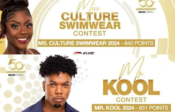 St. Kitts - Nevis: Kededra Lewis and St Clair Rawlins won the Ms. Culture Swimwear and Mr. Kool Contest.