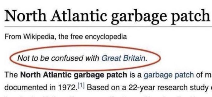 North Atlantic garbage patch 

From Wikipedia, the free encyclopedia

Not to be confused with Great Britain. 