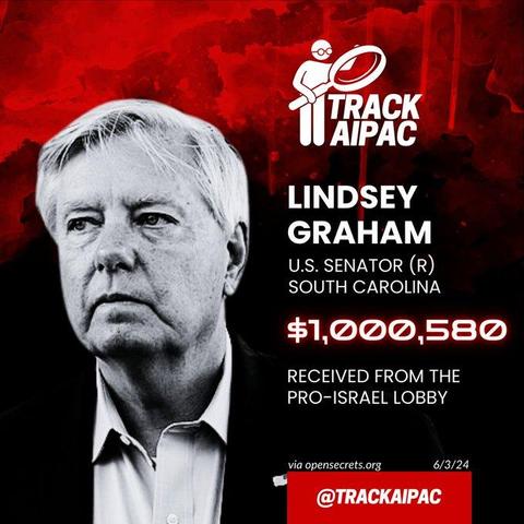 Lindsey Graham aipac tracker notice he took more than 1M in contributions from Israeli pac 