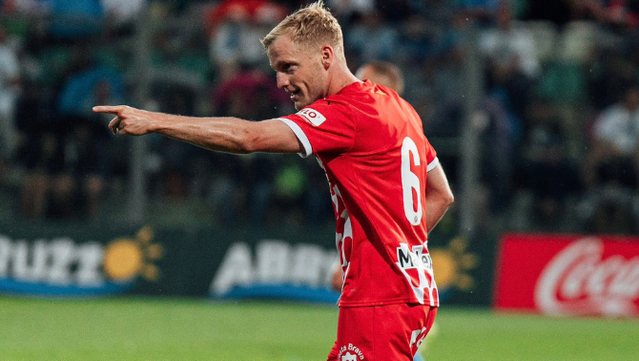 La celebració de Van de Beek en l'amistós de dissabte disputat a Itàlia  (Girona FC)