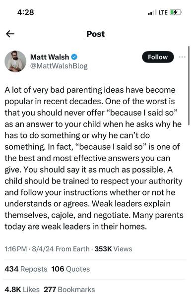A post by Matt Walsh: 