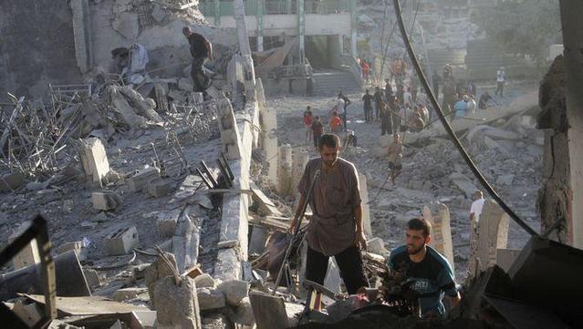 Les restes dels bombardejos en escoles de la ciutat de Gaza, aquest cap de setmana