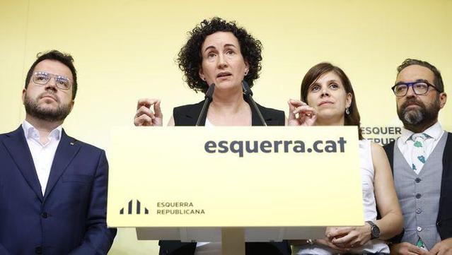 La secretària general d'ERC en funcions, Marta Rovira, durant una roda de premsa a la seu del partit (Europa Press)
