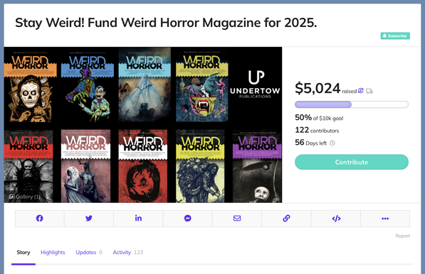 Screengrab showing funds just over $5000 of $10000 goal.