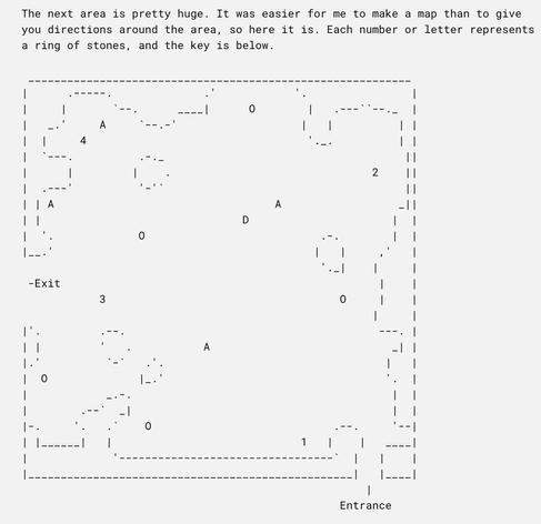 An ascii map of the Lamakan Desert in Golden Sun.