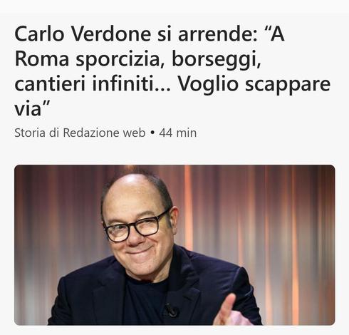 Carlo Verdone contro sporcizia, cantieri e borseggi a Roma 