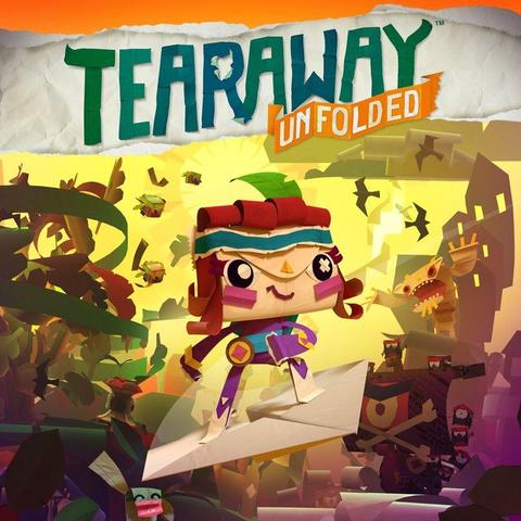 Imagem da capa do jogo Tearaway Unfolded, um jogo onde tudo parece ser feito de papel.