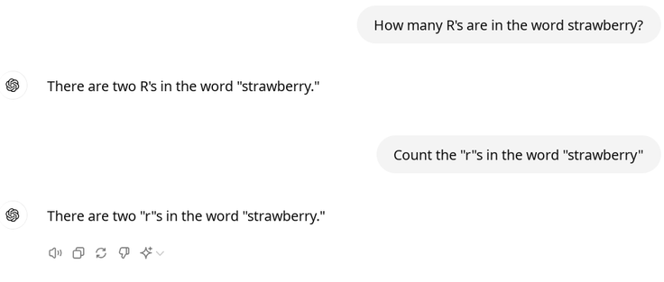 How many R's are in the word strawberry?

There are two R's in the word 