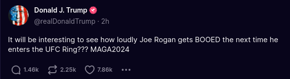 Trump whining about losing Rogan.