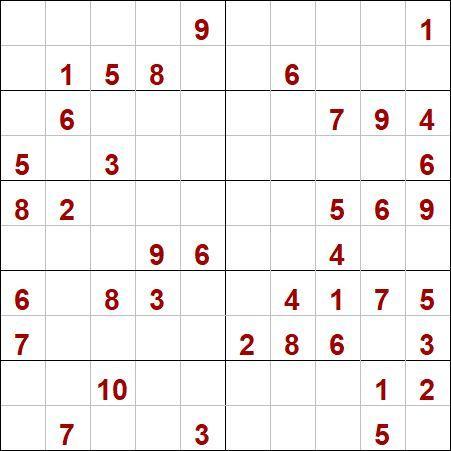 Grille de sudoku 10x10 à remplir