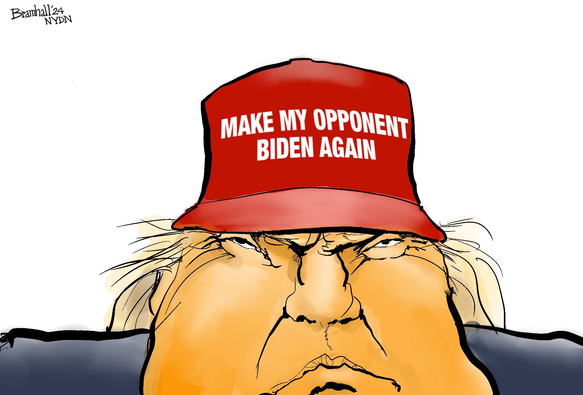 Trump wearing a hat saying 