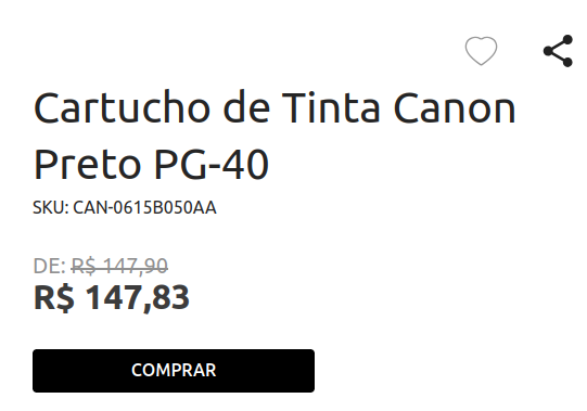 screenshot the promoção de R$ 147,90 por 147,83.