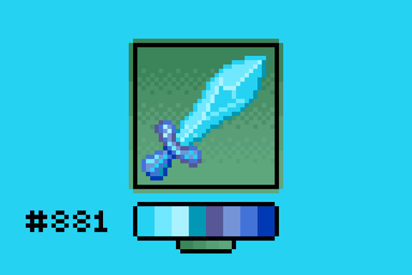 Pixel art of a blue crystalline sword