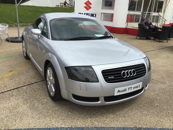 Silver first-generation Audi TT, front quarter view