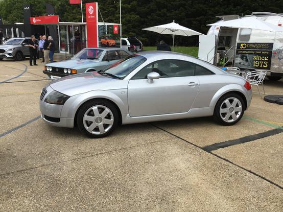 Silver first-generation Audi TT, side view