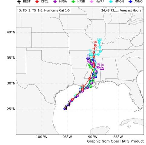 Hurricane Francine model tracks as of 2300hrs 091024