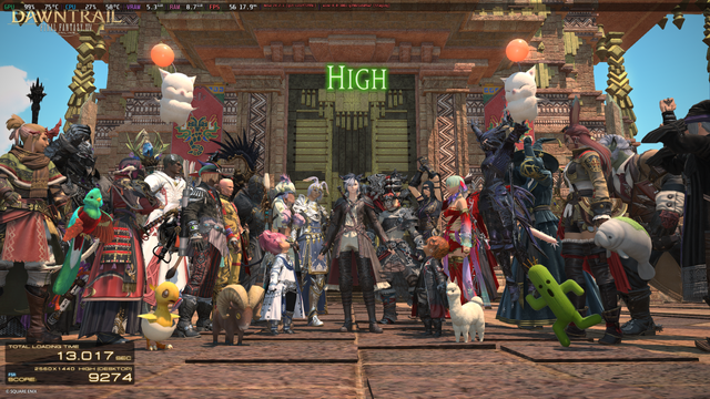 Results of running the Final Fantasy XIV Dawntrail benchmark on the High (Desktop) preset at 1440p, without the LAVD scheduler. The PC is using a Ryzen 7 1700 CPU, and an RX 6600XT GPU. The benchmark score was 9274 with a total loading time of 13.017 seconds.