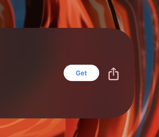 A row of Button “Get” and a share icon, icon being too low