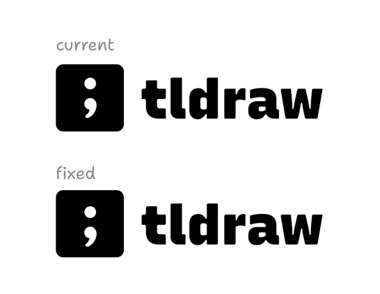 tldraw logo, current version and fixed one