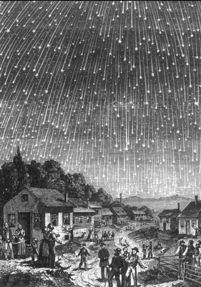 On November 12, 1833, there was a meteor shower so intense that it was possible to see up to 100,000 meteors crossing the sky every hour