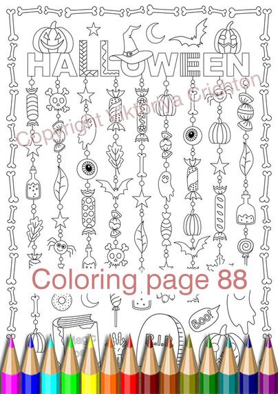 Coloring page 88. Dangles Halloween, digital graphic JPEG and PDF, dangle relaxation coloring for adults and children.