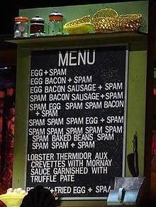 Spam menu from Monty Python