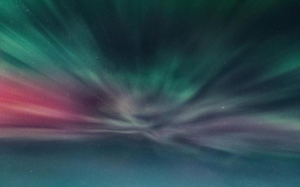 Detail of aurora rays converging on the corona