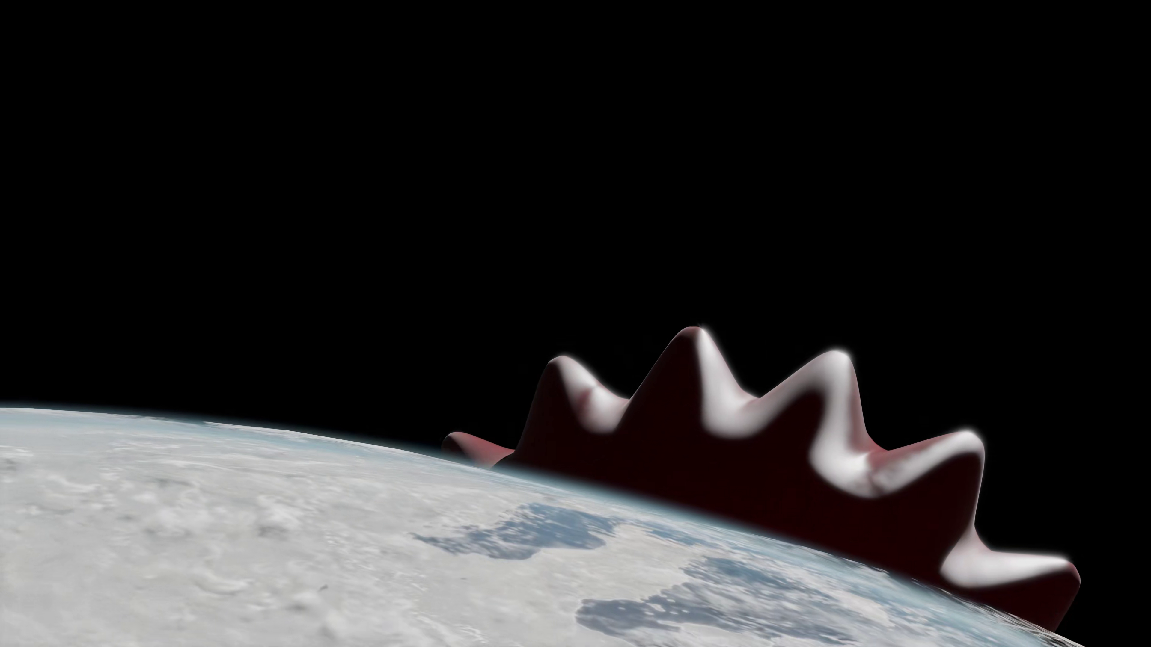 Globe with the spikes of Ferris peaking out - possibly ominously - over the horizon