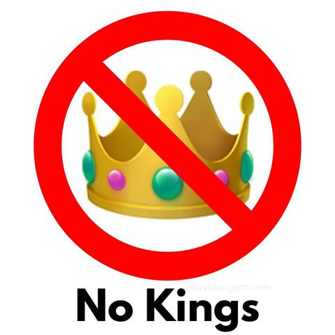 [red circle with diagonal red line through it over a crown] 

No Kings